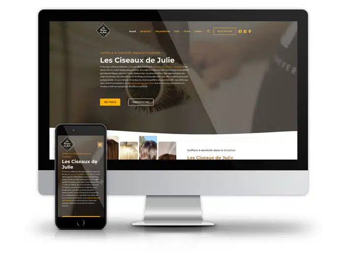 Réalisation de sites internet : Site web Les Ciseaux de Julie, Coiffeuse à domicile à Margencel.
