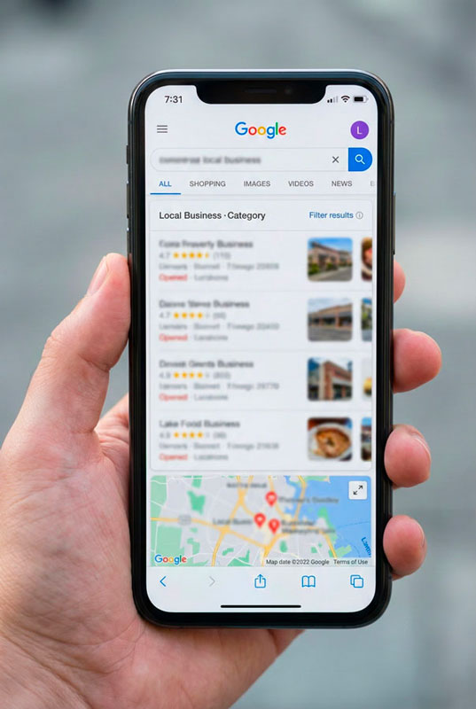 Entrepreneur stressé se tenant la tête entre les mains devant son ordinateur portable affichant une page de résultats Google. Illustration de la frustration liée à un site internet introuvable.